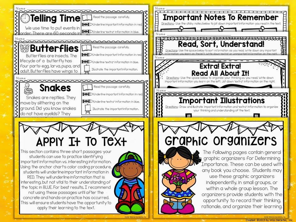 Tons of ideas, activities, lesson plans, and resources for teaching students how to determine importance while they read. Determining importance is such a critical part of reading comprehension. Learn how to make it FUN for your students!