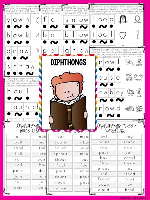 diphthongs  - No Prep Reading Intervention Binder ELA Edition 2: Packed with phonics and fluency activities, ideas, resources, printables, and word lists for small groups, RTI, one on one intervention and instruction, and literacy groups. Great for teachers, volunteers, and intervention specialists. Tons of reading intervention ideas and strategies by Miss DeCarbo!