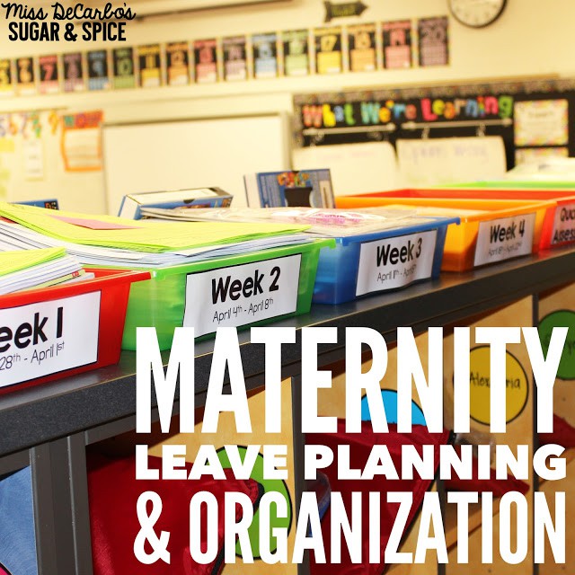 Tips and tricks for teachers to successfully plan for maternity leave! Read about organization ideas, lesson plans and activities, storage, routines and management help, and more!