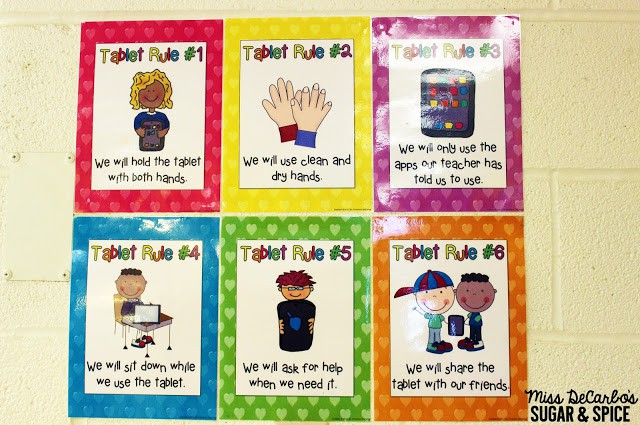 5 Teacher Tips for Technology Organization by Miss DeCarbo: Tablet Rules FREEBIE